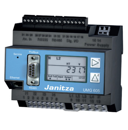 Analizor calitate energie Janitza UMG 605-PRO, Armonice până la rangul 63, Flicker, Modbus RTU/TCP și Profibus