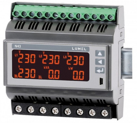 Contor retea electrica adresabil LUMEL N43, iesire in releu si impuls OC, comunicatie RS-485 Modbus RTU