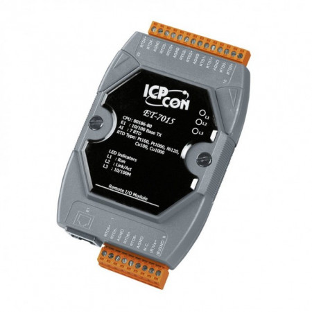 Modul Ethernet 7 intrări pentru sonde RTD ICPDAS ET-7015, 7 intrări termorezistenta sau termocuplu, Modbus TCP/UDP, interfață Web