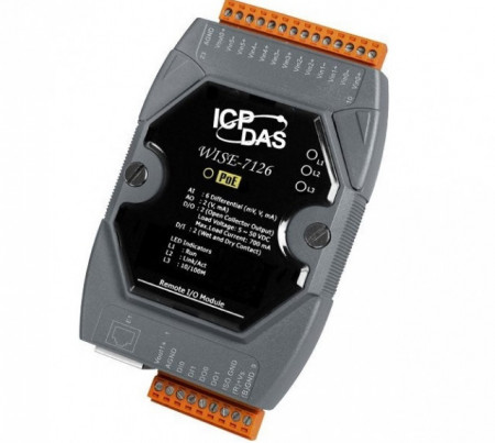 Modul I/O inteligent ICPDAS WISE-7126, 2DI/2DO/6AI/2AO, Ethernet PoE, logică de control programabilă, Modbus TCP, PoE