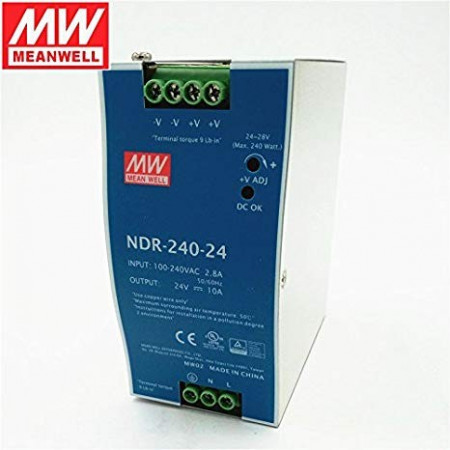 Sursă de alimentare Mean Well NDR-240-24, ieșire 24V, 10A, 240W, montaj pe șină DIN