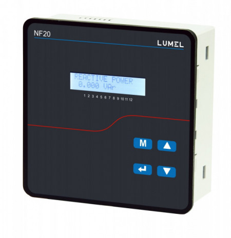 Controler factor de putere LUMEL NF20 B, regulator pentru compensarea puterii reactive în rețele trifazate, 6/8/12 ieșiri în releu, 144 x 144mm