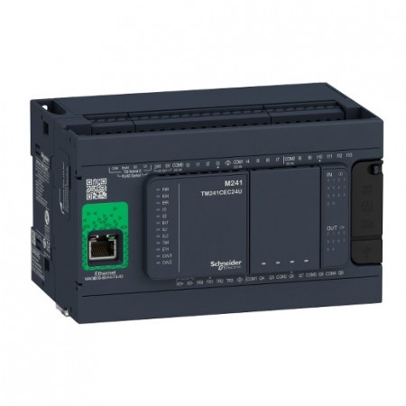 PLC SCHNEIDER ELECTRIC TM241CE24R, 14DI/10DO, iesiri tranzistor si releu, Ethernet, port serial (RJ45), alimentare 100 - 240 VAC