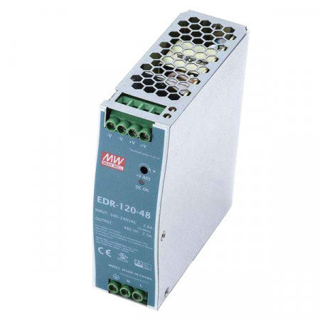 Sursă de alimentare Mean Well EDR-120-48, iesire 48V, 2.5A, 120W, montaj pe șină DIN