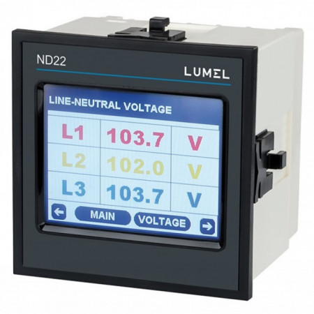Analizor de rețea electrică LUMEL ND22, analiză până la a 15-a armonică, RS485, Ethernet, ieșiri în impuls și ieșiri analogice, suport Modbus