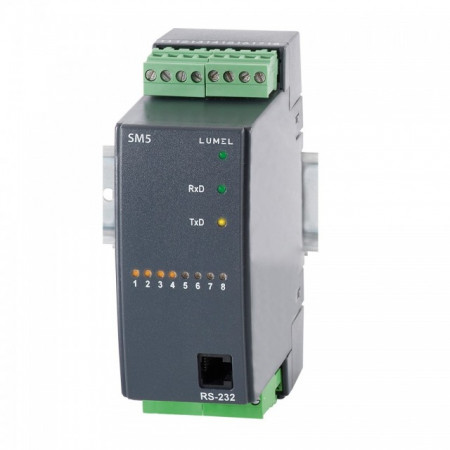 Modul 8 intrări digitale Lumel SM5, Modbus RTU si ASCII, RS485/RS232