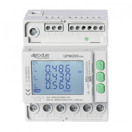 Analizor bidirecțional de rețea Algodue UPM209 ENH, măsurare directă sau 1A/5A, Ethernet, Modbus TCP, memorie 8MB