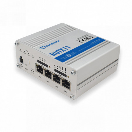 Router industrial DUAL SIM 4G Teltonika RUTX11, 4 porturi Ethernet, WiFi, Bluetooth, gateway, MODBUS, GPS, intrare și ieșire digitală, carcasă metalică