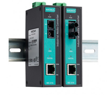 Media convertor industrial Ethernet la Fibra optica, Moxa IMC-21A pe SCADA-Shop.ro