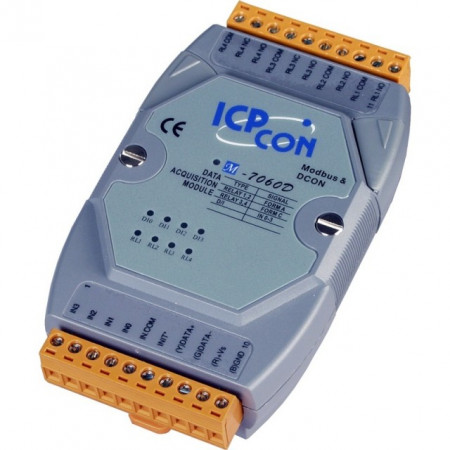 Modul 4DI/4DO în releu, ICPDAS M-7060D-G, RS485, Modbus RTU