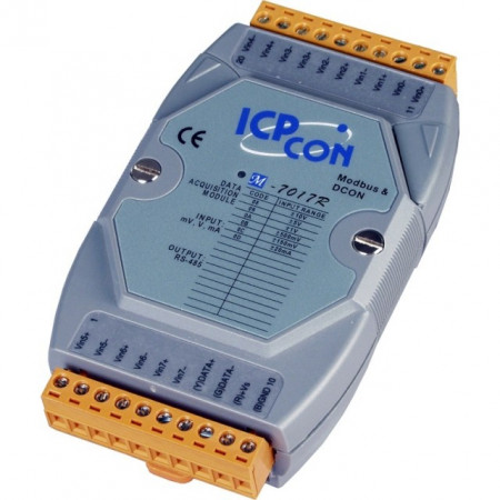 Modul 8 intrări analogice diferențiale ICPDAS M-7017R-G, 8AI curent/tensiune, RS485, Modbus RTU