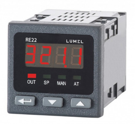 Regulator de temperatura LUMEL RE22, intrare pentru senzori RTD sau TC, iesire in releu, alimentare 230VAC