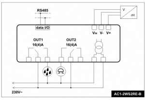 Regulator temperatură digital LAE Electronic AC1-2WTQ2RE-B, intrare PTC / NTC 10K, 2 ieșiri releu, RS485 - Img 2