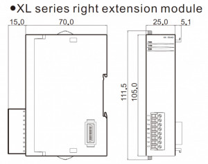 Dimensiuni Modul extensie XINJE XL-E16YT pe SCADA-Shop.ro