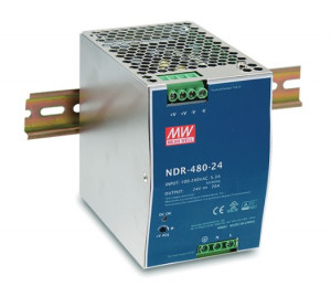 Sursă de alimentare Mean Well NDR-480-24, ieșire 24V, 20A, 480W, montaj pe șină DIN