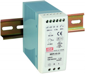 Sursă de alimentare Mean Well MDR-40-24, ieșire 24V, 1.7A, 40W, montaj pe șină DIN