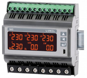 Contor rețea electrică adresabil Lumel N43, ieșire în releu și impuls OC, comunicație RS-485 Modbus RTU