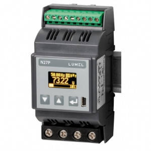 Contor monofazat Lumel N27P, măsurare directă 63A sau indirectă, 2 ieșiri în releu sau ieșire în curent și releu, Modbus RTU, RS485