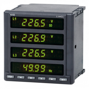 Analizor rețea electrică Lumel N100, măsurare parametri rețele trifazate, memorie 8GB, MODBUS, RS485, 3 ieșiri în releu și 1 ieșire analogică