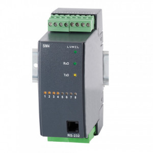Modul de comandă cu 4 relee sau 8 ieșiri OC Lumel SM4, conectare RS485, Modbus RTU