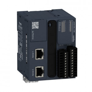 PLC Schneider TM221M16T, 8DI/8DO, iesiri tranzistor, 2 porturi seriale (RJ45), alimentare 24 Vd.c.