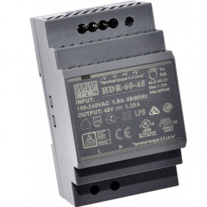 Sursă de alimentare Mean Well HDR-60-48, ieșire 48V, 1.25A, 60W, montaj pe șină DIN