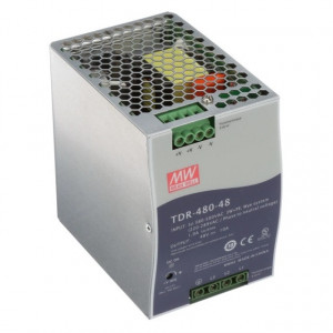 Sursă de alimentare Mean Well TDR-480-48, intrare trifazată sau monofazată, ieșire 48V, 10A, 480W, montaj pe șină DIN