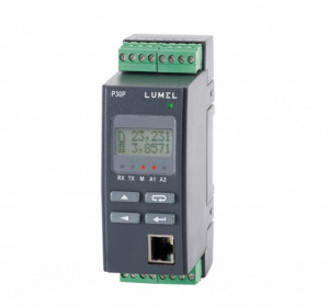 Traductor măsurare parametri rețea monofazată Lumel P30P, MODBUS TCP, 1 intrare analogică, 1 ieșire analogică și 2 ieșiri în releu, ETHERNET