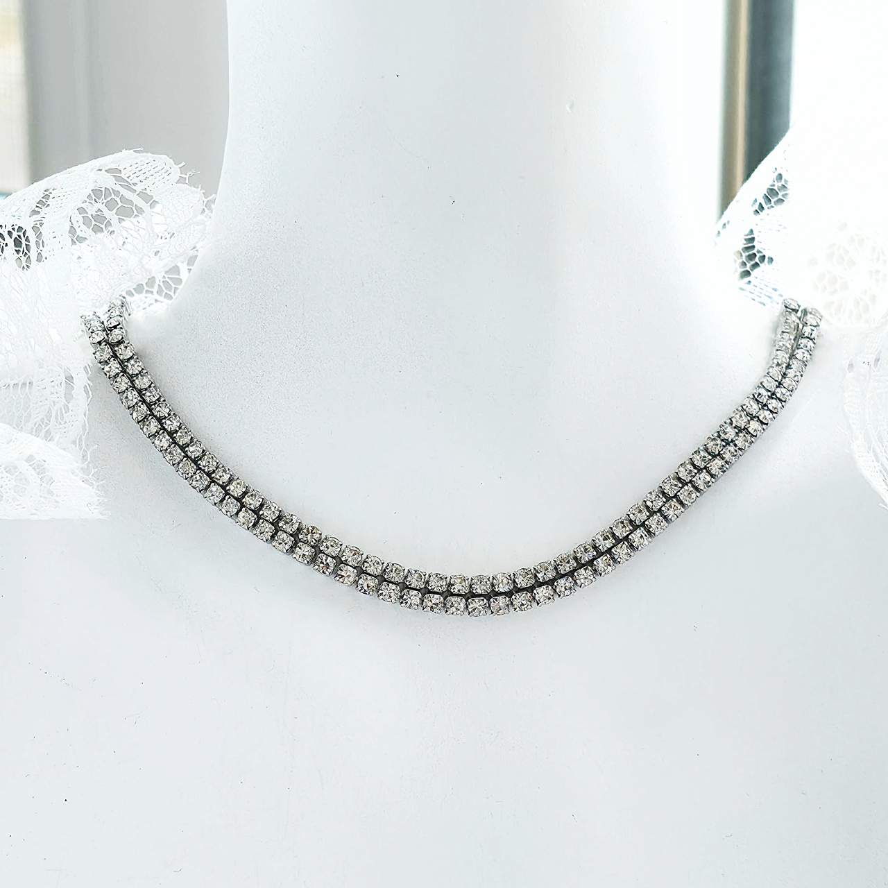 Lantisor / Colier Tennis din Inox Dublu 2 x 3mm - LPD1499