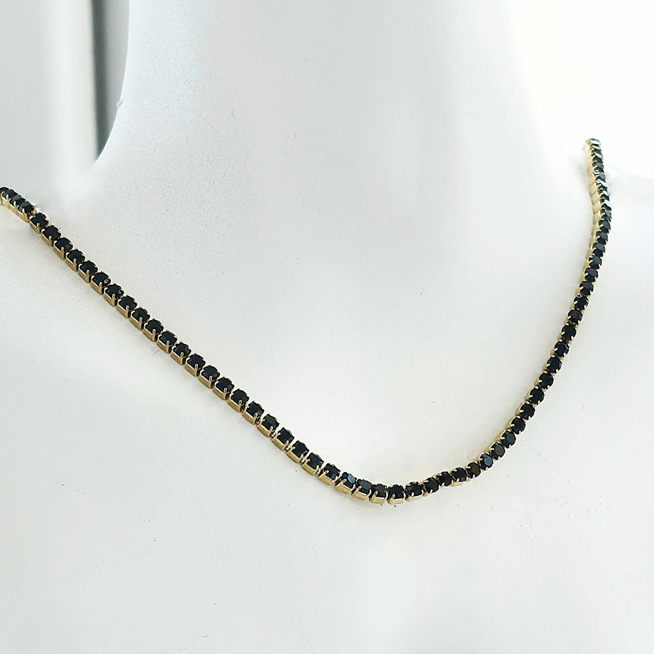 Lantisor / Colier Tennis din Inox cu Pietre Negre 3mm - LPD1501 - 1 | YEO