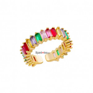 Inel inox Jubilee cu Pietre Multicolore -Marime Reglabila- IND1256