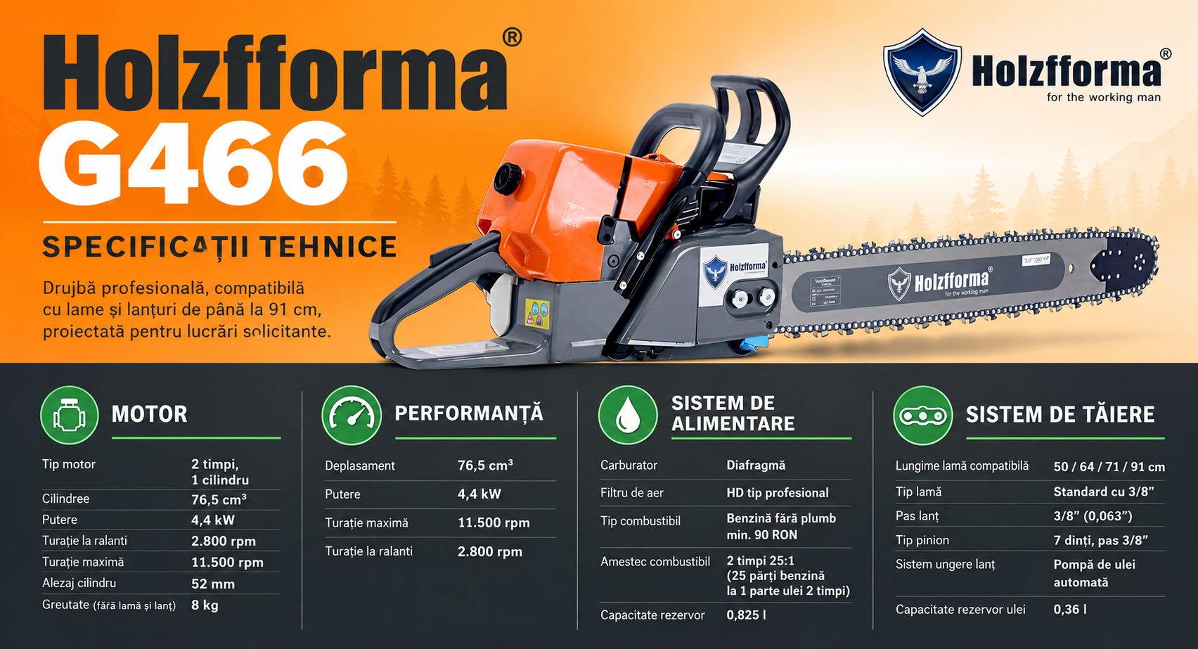 Holzfforma G466 - specificatii tehnice