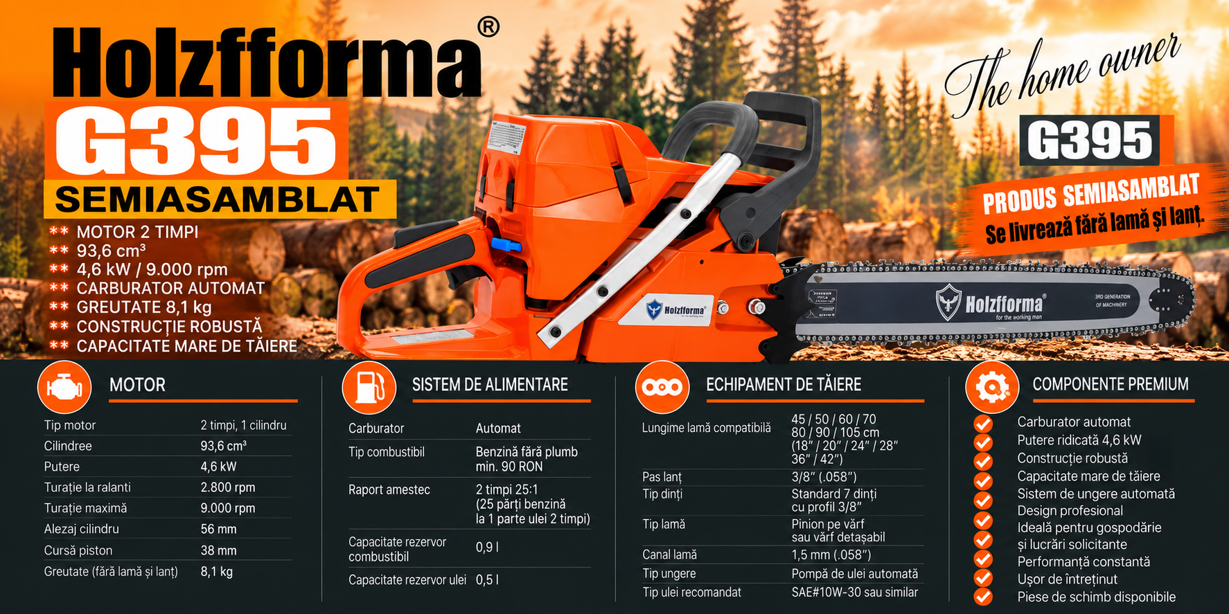 Holzfforma G395 specificatii tehnice