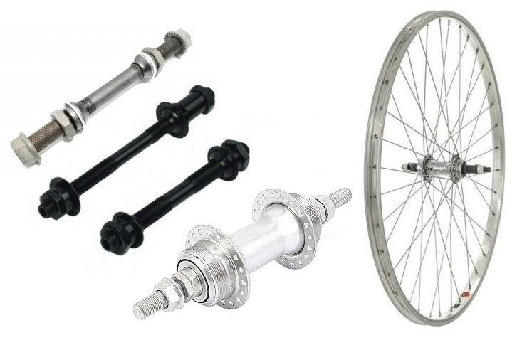 Bicycle wheels, hubs and axles