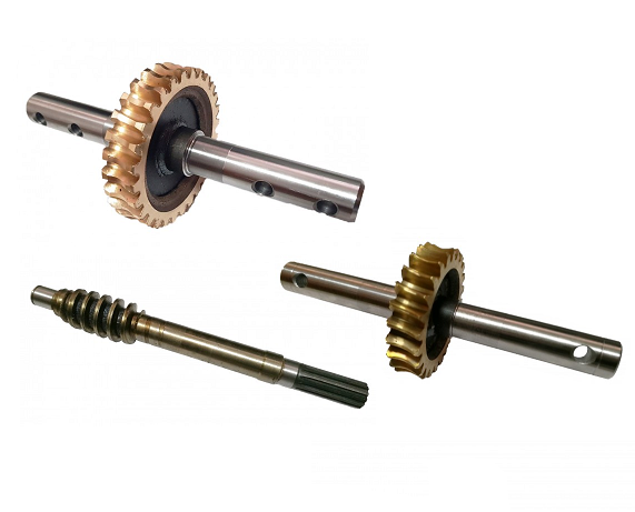 Bronze sprockets and tiller snail-shaped shaft