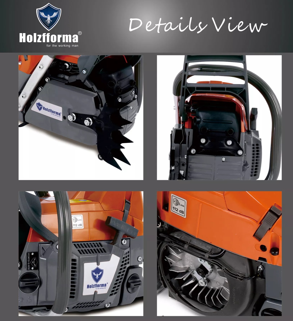 Holzfforma® G372XP 71cc tronçonneuse (sans lame ni chaîne) ORANGE