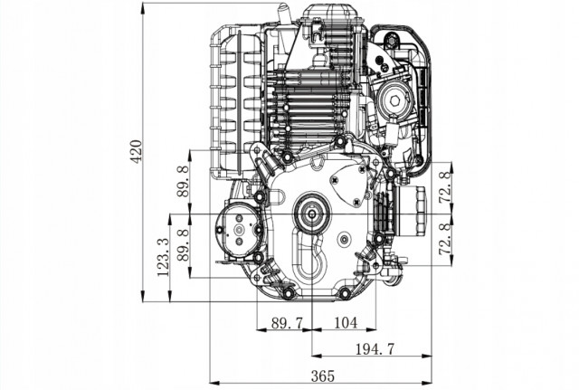 Motor ax vertical Zongshen XP380A (ax 25.4 Ø - 87mm) 11.5 CP
