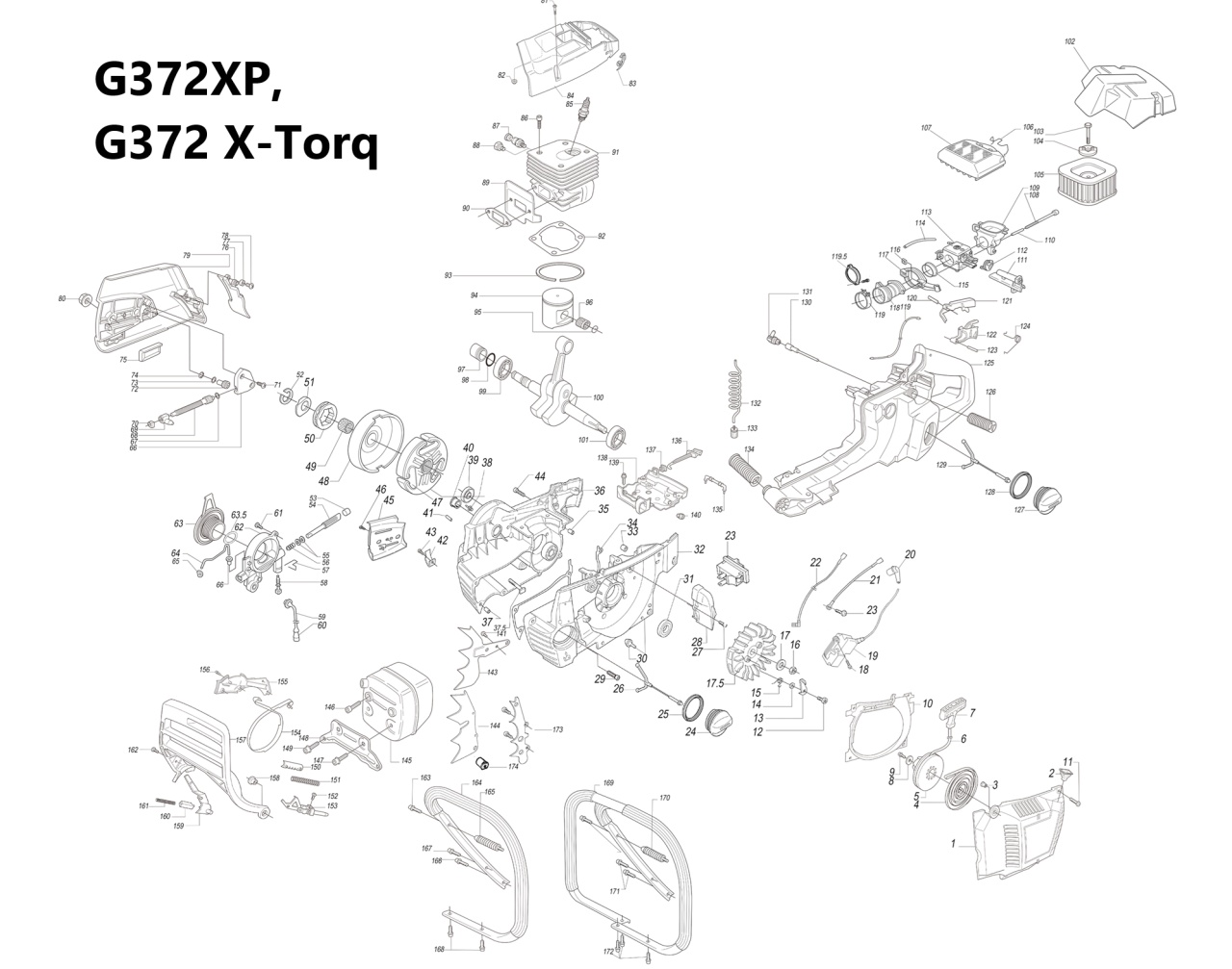 Chainsaw Holzfforma® G372XP PRO 71cc (without blade and chain)