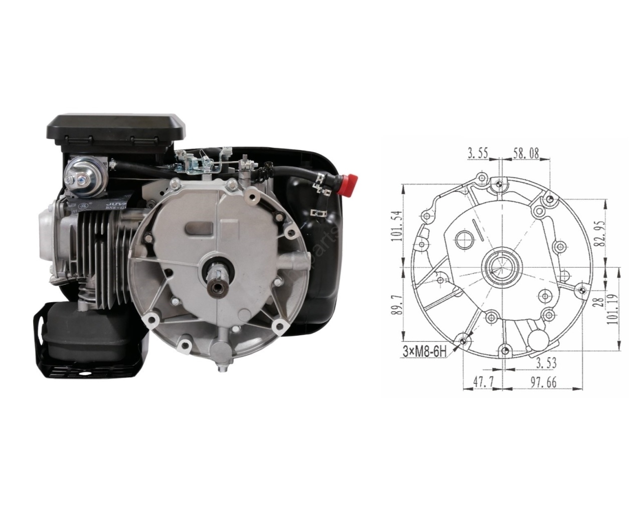 Motor motosapa ax vertical Zongshen XP200A (ax 25 Ø - 84mm) 6.5 CP