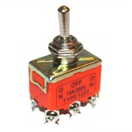 Двоен превключвател 15A 250V (6 пина)
