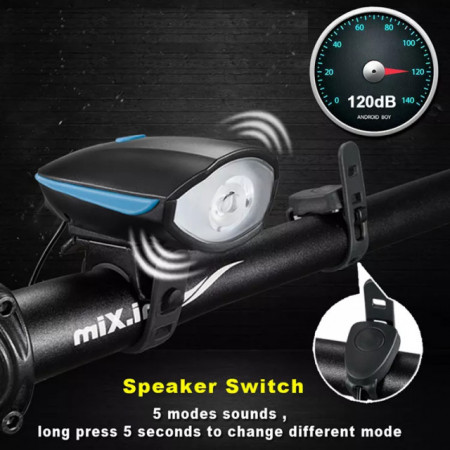 Bicycle headlight with built-in bell