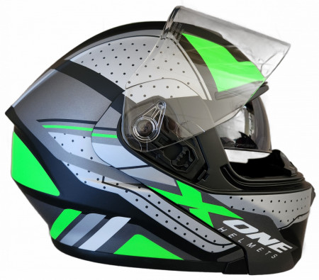 Casca moto modulabila X-One Verde XL