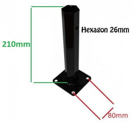 Диференциална полуоска за мотокултиватор с квадратна основа (h 210mm - шестоъгълна 26mm)