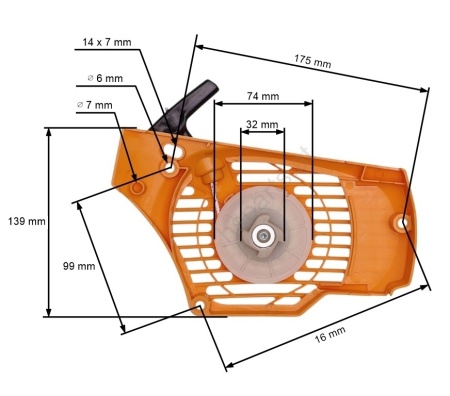 Стартерен капак комплект за моторни триони Partner P340, P350, P360S / Alpina