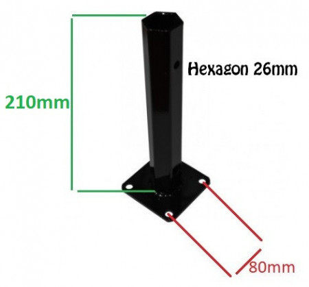 Accoppiamento ruota timone base quadrata (h 210 mm - esagono 26 mm)