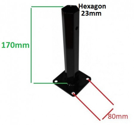 Диференциална полуоска за мотокултиватор с квадратна основа (h 170mm - шестоъгълна 23mm)