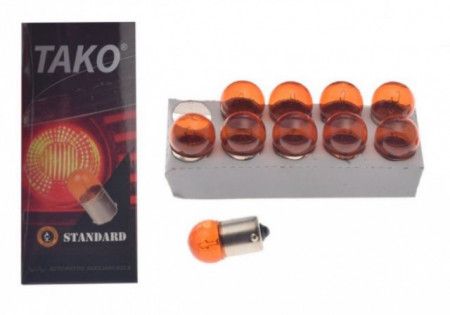 Комплект 10 бр. крушки 12V 5W BA15S (оранжеви)