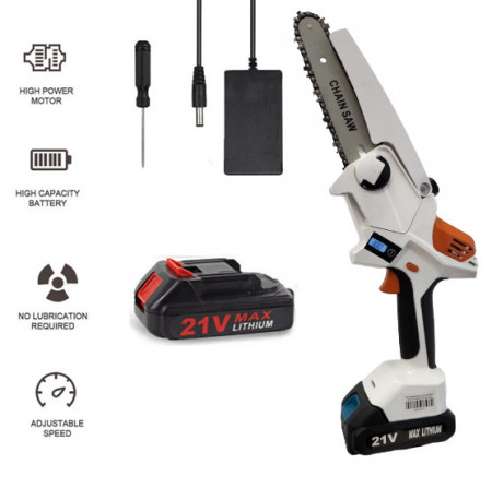 Mini saw with 2 batteries Li-ion (with lubrication system and display)