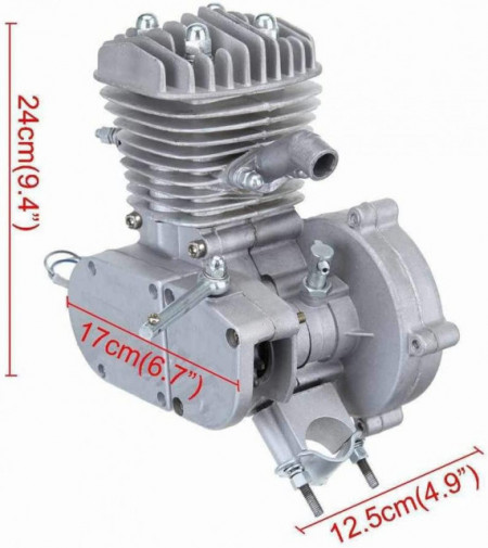 Jednoduchý motor jízdního kola (bez příslušenství) 80 cm3 šedý
