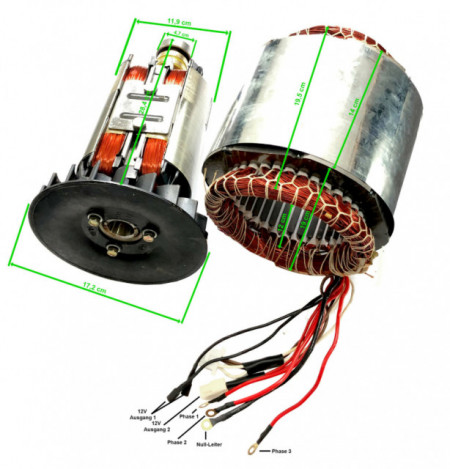 Stator and Rotor for generator 5-6 KW (Gx 390, 188 ) Cupru (3-phased)